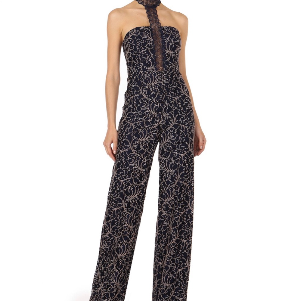 Jay Godfrey Herron Navy Lace Jumpsuit